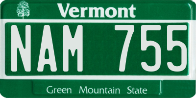 VT license plate NAM755