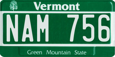 VT license plate NAM756