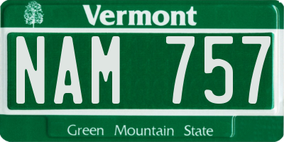 VT license plate NAM757