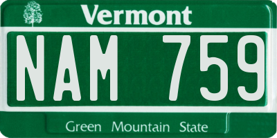 VT license plate NAM759