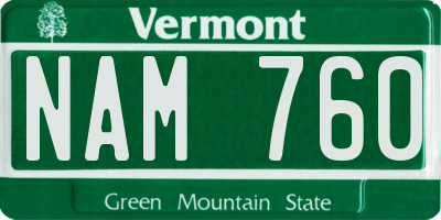 VT license plate NAM760