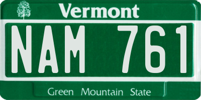 VT license plate NAM761