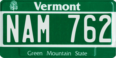 VT license plate NAM762