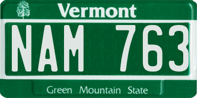 VT license plate NAM763