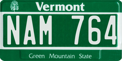 VT license plate NAM764
