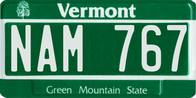 VT license plate NAM767