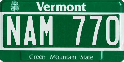 VT license plate NAM770