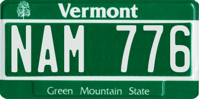 VT license plate NAM776