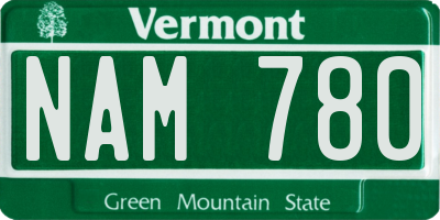 VT license plate NAM780