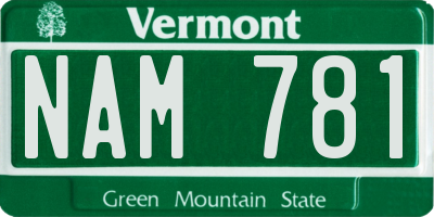 VT license plate NAM781
