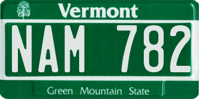 VT license plate NAM782