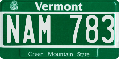 VT license plate NAM783