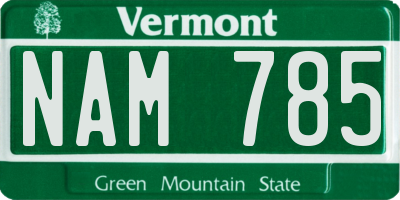 VT license plate NAM785