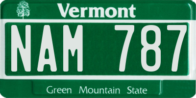 VT license plate NAM787