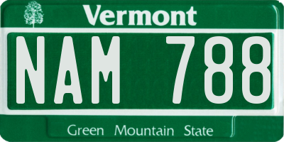 VT license plate NAM788