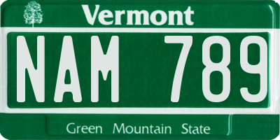 VT license plate NAM789
