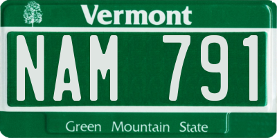 VT license plate NAM791