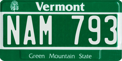 VT license plate NAM793