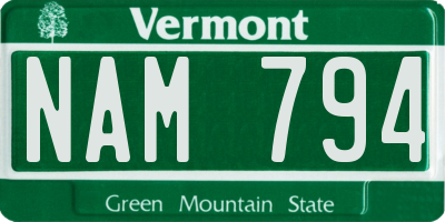 VT license plate NAM794