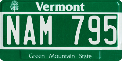VT license plate NAM795