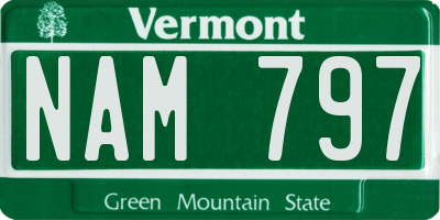 VT license plate NAM797