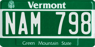 VT license plate NAM798
