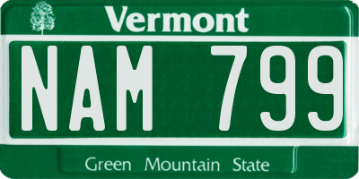 VT license plate NAM799