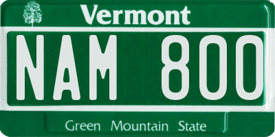 VT license plate NAM800