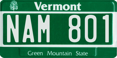 VT license plate NAM801