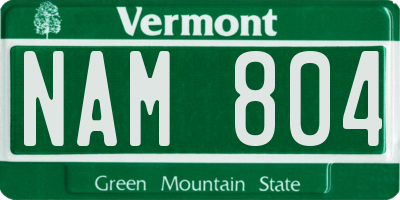 VT license plate NAM804