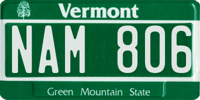 VT license plate NAM806