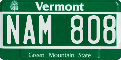 VT license plate NAM808
