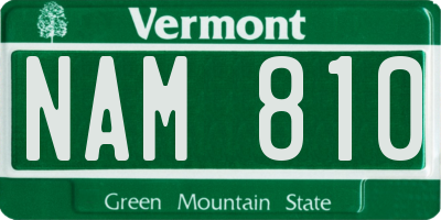 VT license plate NAM810