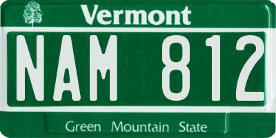 VT license plate NAM812