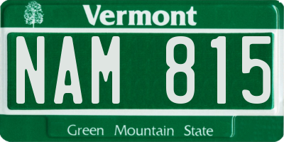 VT license plate NAM815