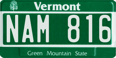 VT license plate NAM816