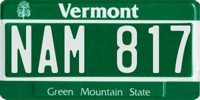 VT license plate NAM817