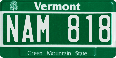 VT license plate NAM818