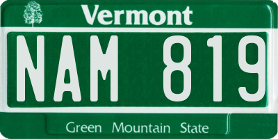 VT license plate NAM819