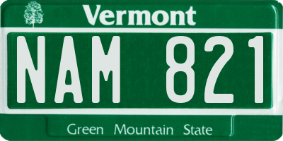 VT license plate NAM821