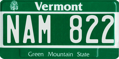 VT license plate NAM822