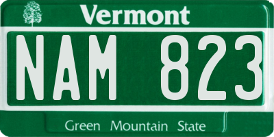 VT license plate NAM823
