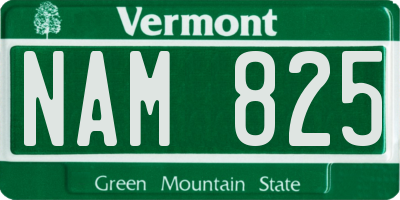 VT license plate NAM825