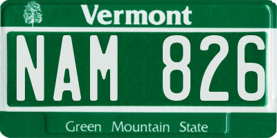 VT license plate NAM826