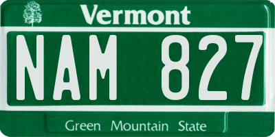 VT license plate NAM827