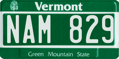 VT license plate NAM829