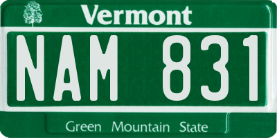 VT license plate NAM831