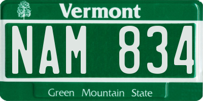 VT license plate NAM834