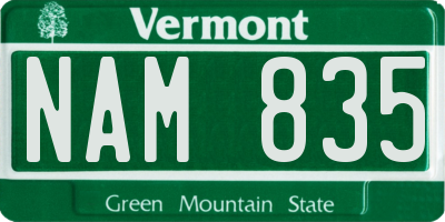 VT license plate NAM835