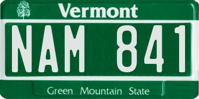 VT license plate NAM841